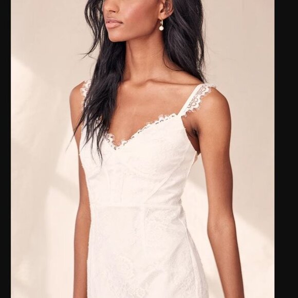 NWT Lulus Forever and a Day White Lace Bustier Maxi Dress - Picture 2 of 4